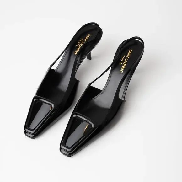 Saint Laurent Women's 24 Slingback Kitten Heel Pumps - Picture 1 of 8
